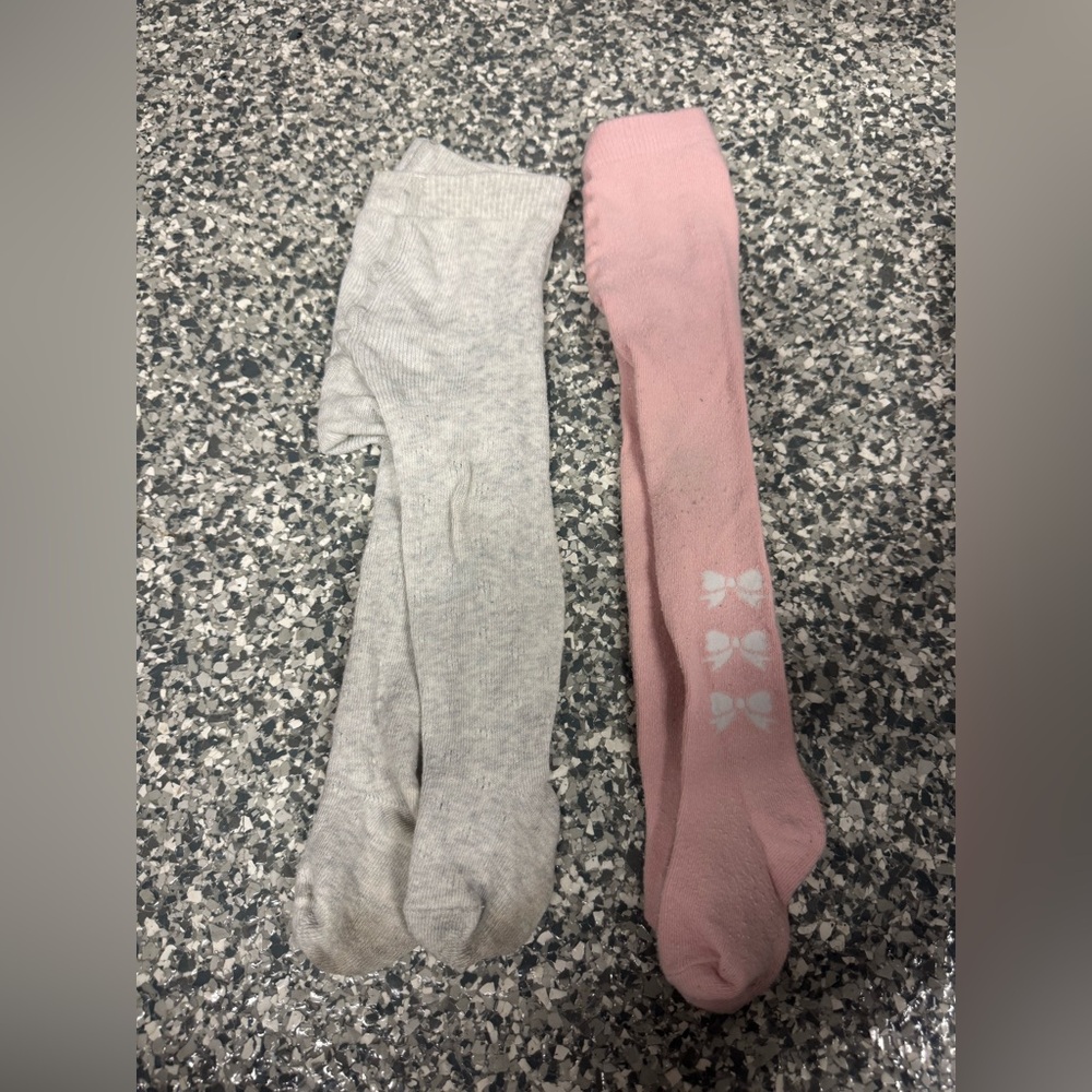 Girls' Pink Bow Tights 12-18 Months & Jamie Kay poinsettia tights 6-12 Months